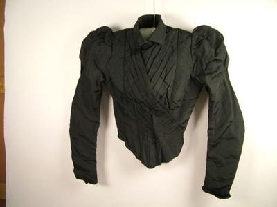 Waist, Woman's, Black Bodice With Pleated Wrap Front, Ca. 1905