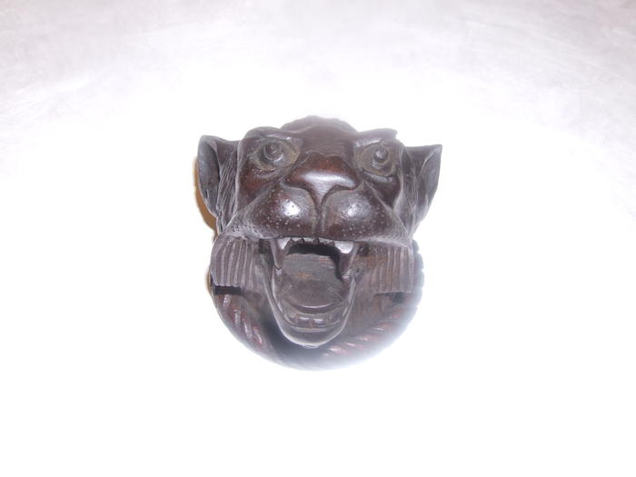 Carving, Wolf Head, Dark Wood