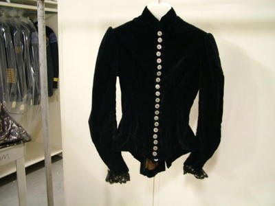 Waist, Black Velvet Bodice With Metallic Buttons, Ca. 1900