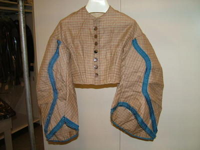 Waist, Tan And Blue Bodice, Ca. 1860