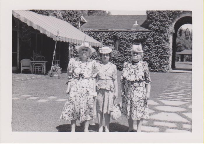 Photograph, Emma Voigt and Clara Voigt Hake with Miss Kramer