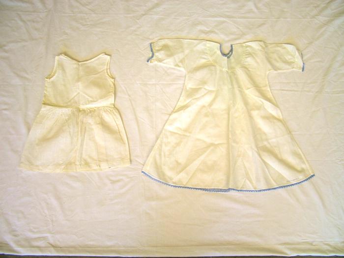 Infant's 2-piece Outfit, White Short With Blue Crochet Trim, Drop Waist Slip