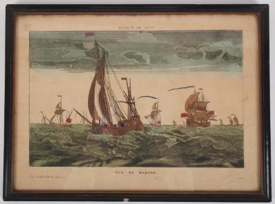 Print, Engravings (2), 1. Vue Du Port De Calais, 2. Vue De Marine