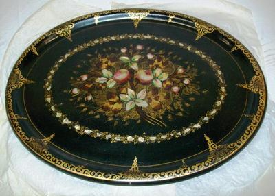 Tray, Papier Mache With Mother-of-pearl