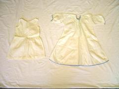 Infant's 2-piece Outfit, White Short With Blue Crochet Trim, Drop Waist Slip