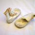 Baby Shoes, One Pair, White Leather, Four Buttons, Pink Trim