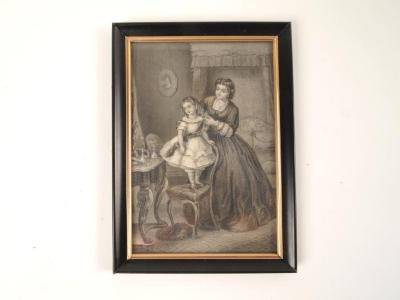 Print, A Steel Engraving of a Woman and Young Girl