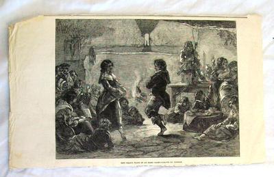 Picture, Illustration Titled 'new Year's Night In An Irish  Cabin'-drawn By Topham. Black And White. Cut From A Newspaper.
