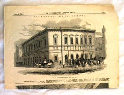 Newspaper Page, 'the Illustrated London News.' One Page With  Illustrations Of The Liverpool Musical Festival, The Other Side Has Articles.