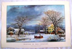 Picture. Print Titled Winter In The Country / 'the Journey Resumed' " From A Travelers' Currier And Ives Calendar"