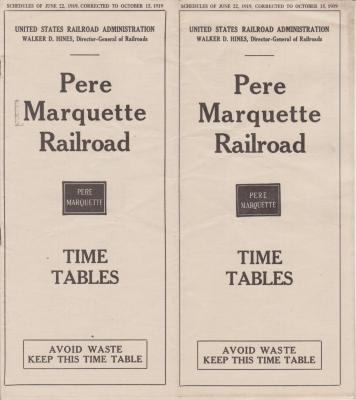 Time Table And Map, Pere Marquette Railroad