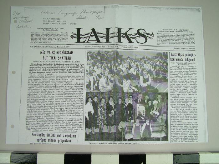 Reproduction Of 'laiks' Latvian-language Newspaper, Archival Collection #136