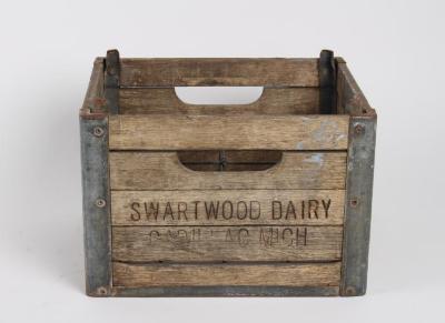 Milk Bottle Crate, Swartwood Dairy, Cadillac, Mich.