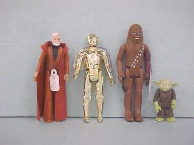 Four Star Wars Action Figures, Ben Obi-wan Kenobi, C-3po, Chewbacca, Yoda The Jedi Master