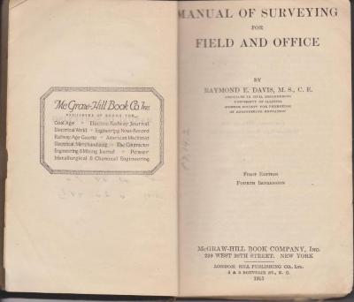 Book, 'manual For Surveying For Field And Office.'