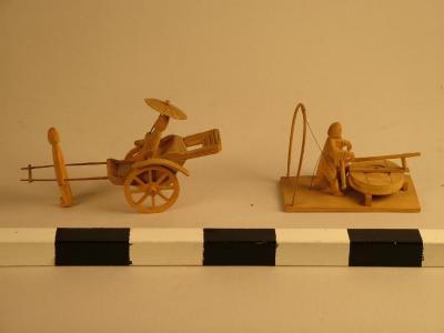 Figurines (2), Grinding Rice And Jinrikisha