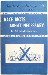 Pamphlet, Race Riots Aren't Necessary 