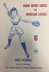 Program, 1948, Grand Rapids Chicks Vs Muskegon Lassies, Girls Baseball,  Official Program, All-american Girls Baseball League Archival Collection #66
