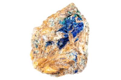 Azurite in Cerussite with Fluorite and Malachite