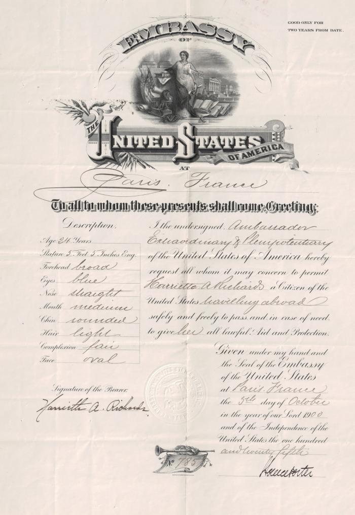 Passport, Harriette A. Richards