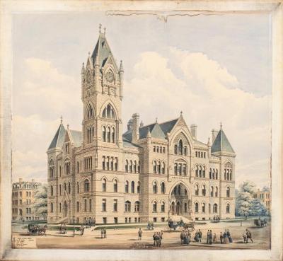 Painting, Water Color, 'design Of City Hall, Grand Rapids,  Michigan'