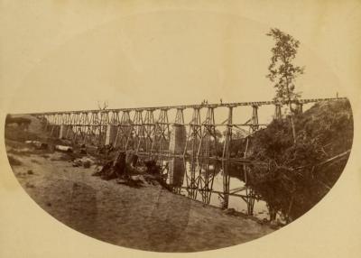 Photograph, Elk River Railroad Bridge, 1st Michigan Engineers