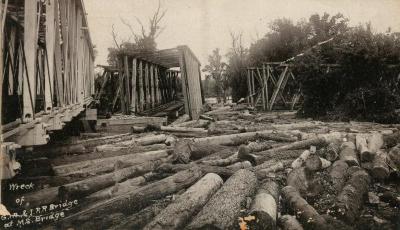 Photograph, Wreck of the G.R. & I. Railroad Bridge at the M.S. Bridge