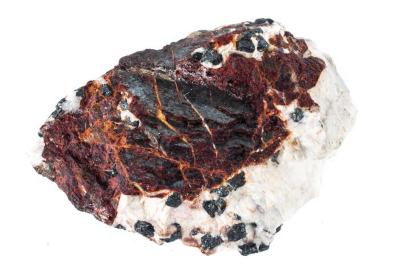 Zincite with Franklinite and Calcite