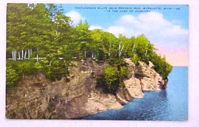 Postcard, Picturesque Bluff Near Presque Isle, Marquette, Michigan