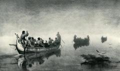 Art Print, "Canoes in a Fog, Lake Superior"