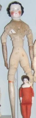 Glazed China Head Doll With Wood Arms And Legs
