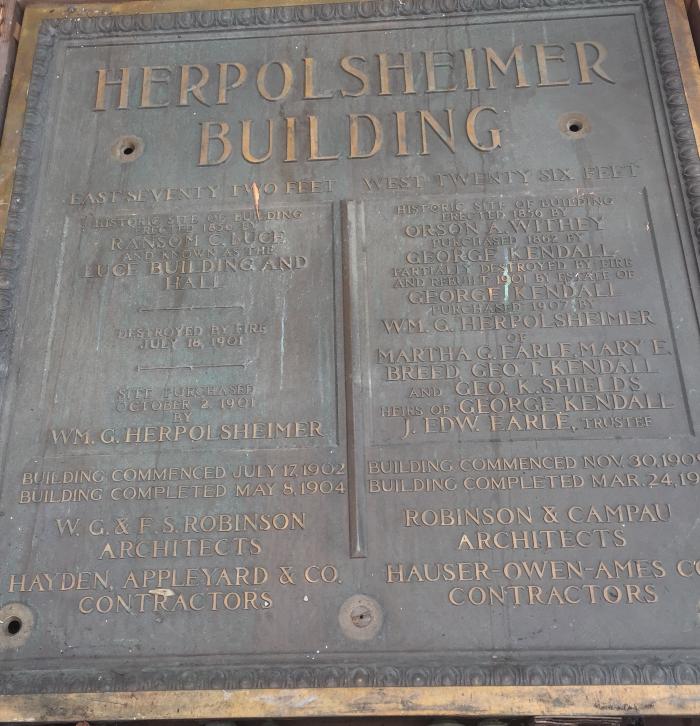Plaque, Herpolsheimer's Building
