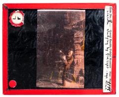 Lantern Slide, Lincoln Studying by Firelight - Age Nine