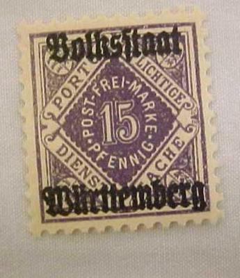 Overprint, German Stamp With Wurttemberg , 15 Pfennig