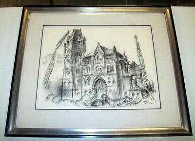 Charcoal Sketch, Demolition Of Old Grand Rapids City Hall