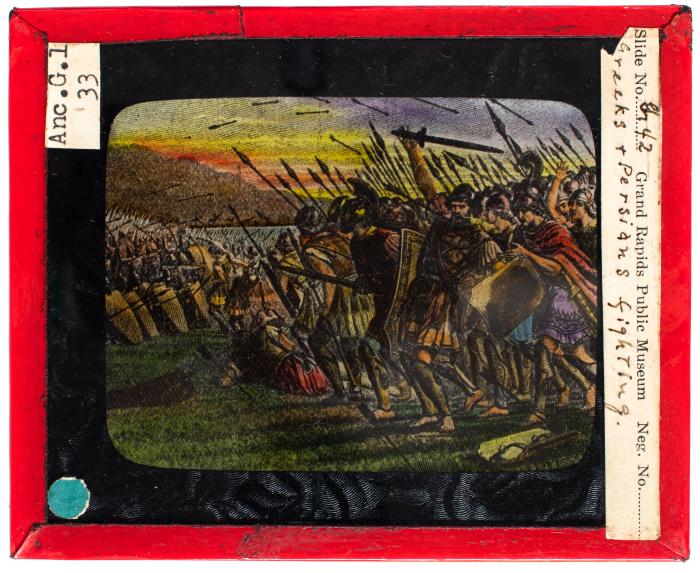 Lantern Slide, Greeks and Persians Fighting