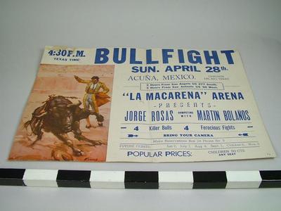 Bullfight Poster, 'la Macarena Arena, Acuna, Mexico'