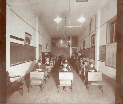 Photograph, Newsboy Sewing Class