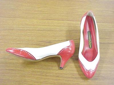 Pair Red And White Spectator Shoes