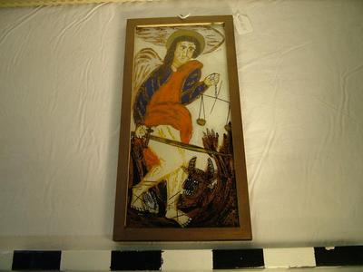 Eglomise Or Reverse Painting, 'archangel Michael Battles The Devil'