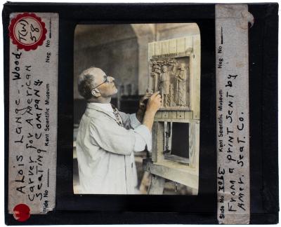 Lantern Slide, Wood Carving