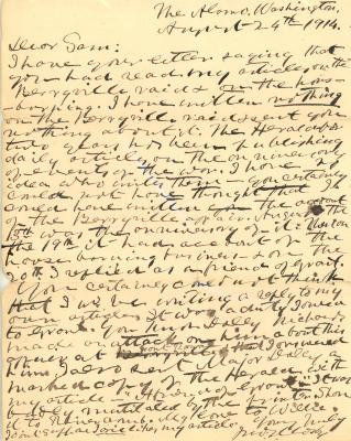 Letter, John Mosby to Sam Chapman