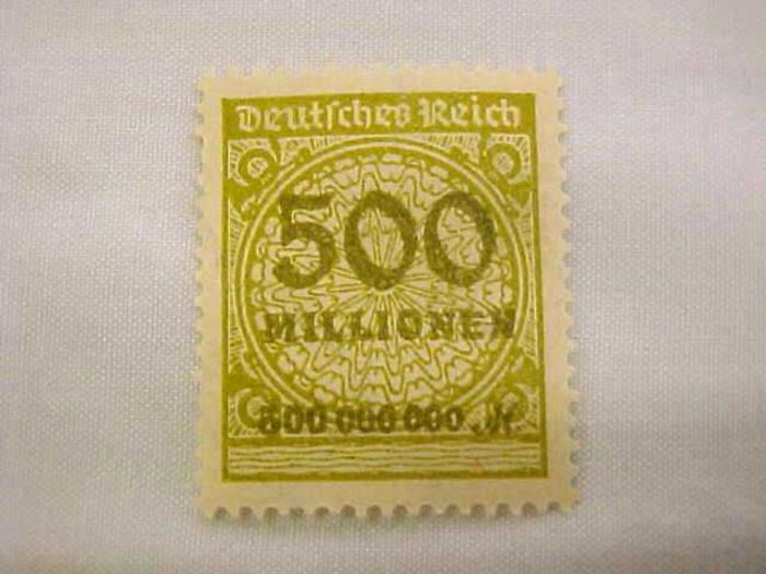 Postage Stamp, Overprint, German, 1923 Inflation, 500 Millionen, Deutsches Reich
