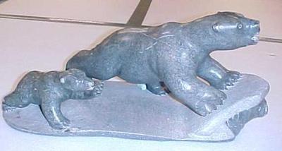 Inuit Sculpture, Two Bears And A Walrus