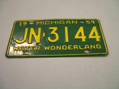 License Plate, Michigan, 1959