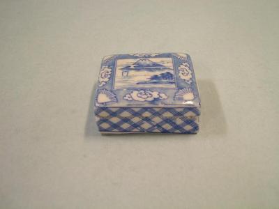 Porcelain Square Box, Japanese Or Chinese