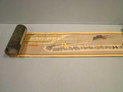 Paper Scroll, Gray-blue Patterned Outer Panel