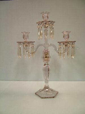 Glass Candelabra With Glass Prisms