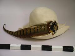 Woman's Cream-colored Felt Hat With Pheasant Feather Decoration, Lynn Riptoe Family Archival Collection #201