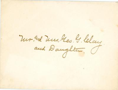 Envelope, Mr. And Mrs. George G. Clay And Daughter